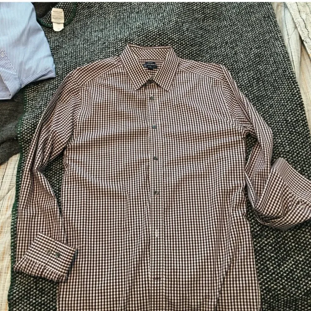 Burgandy & White checkered GAP Shirt Size 16/16.5 - Picture 3 of 4